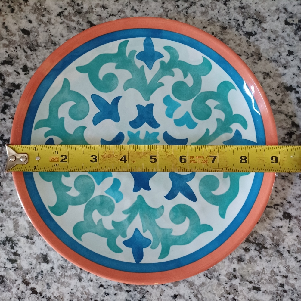 Two melamine, Mediterranean style plates, by AS.